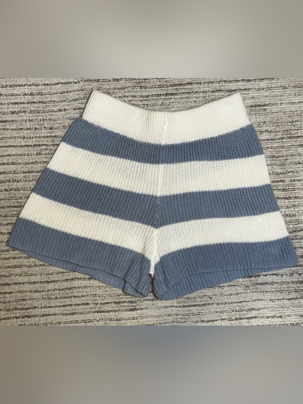 Sincerely Jules Knit Shorts 🤍 Blue Stripe Small Cozy Lounge Summer